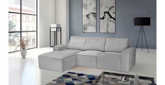 ECKSOFA Hellgrau Chenille  - Hellgrau/Schwarz, KONVENTIONELL, Kunststoff/Textil (168/272cm) - Carryhome