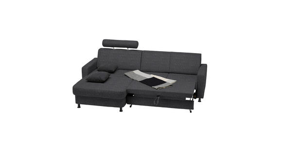 ECKSOFA in Webstoff Dunkelgrau  - Dunkelgrau/Schwarz, Design, Kunststoff/Textil (165/257cm) - Xora