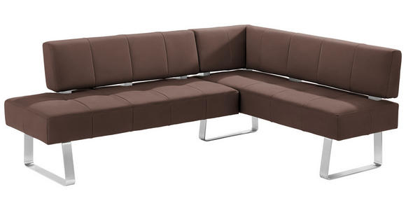ECKBANK 227/165 cm Mikrofaser Braun, Edelstahlfarben Metall - Edelstahlfarben/Braun, Design, Textil/Metall (227/165cm) - Moderano