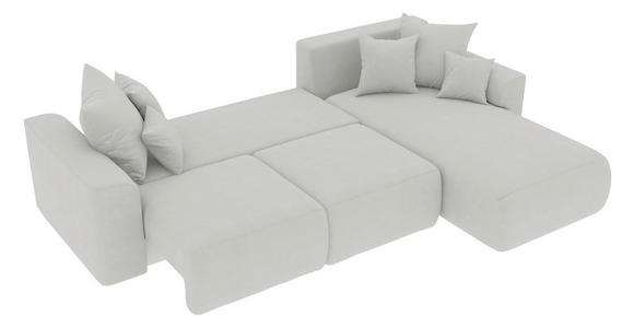 ECKSOFA in Velours Hellgrau  - Chromfarben/Hellgrau, KONVENTIONELL, Kunststoff/Textil (293/195cm) - Carryhome