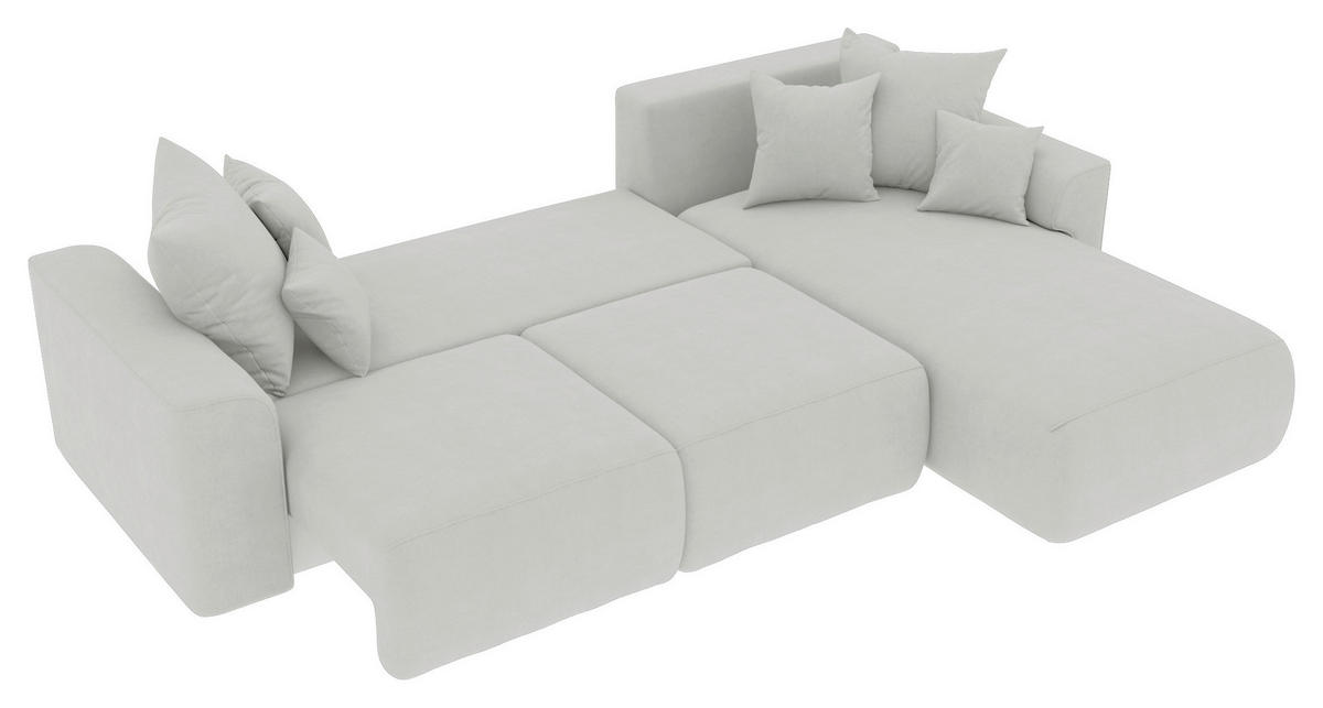 ECKSOFA in Velours Hellgrau  293/195 cm  - Chromfarben/Hellgrau, KONVENTIONELL, Kunststoff/Textil (293/195cm) - Carryhome