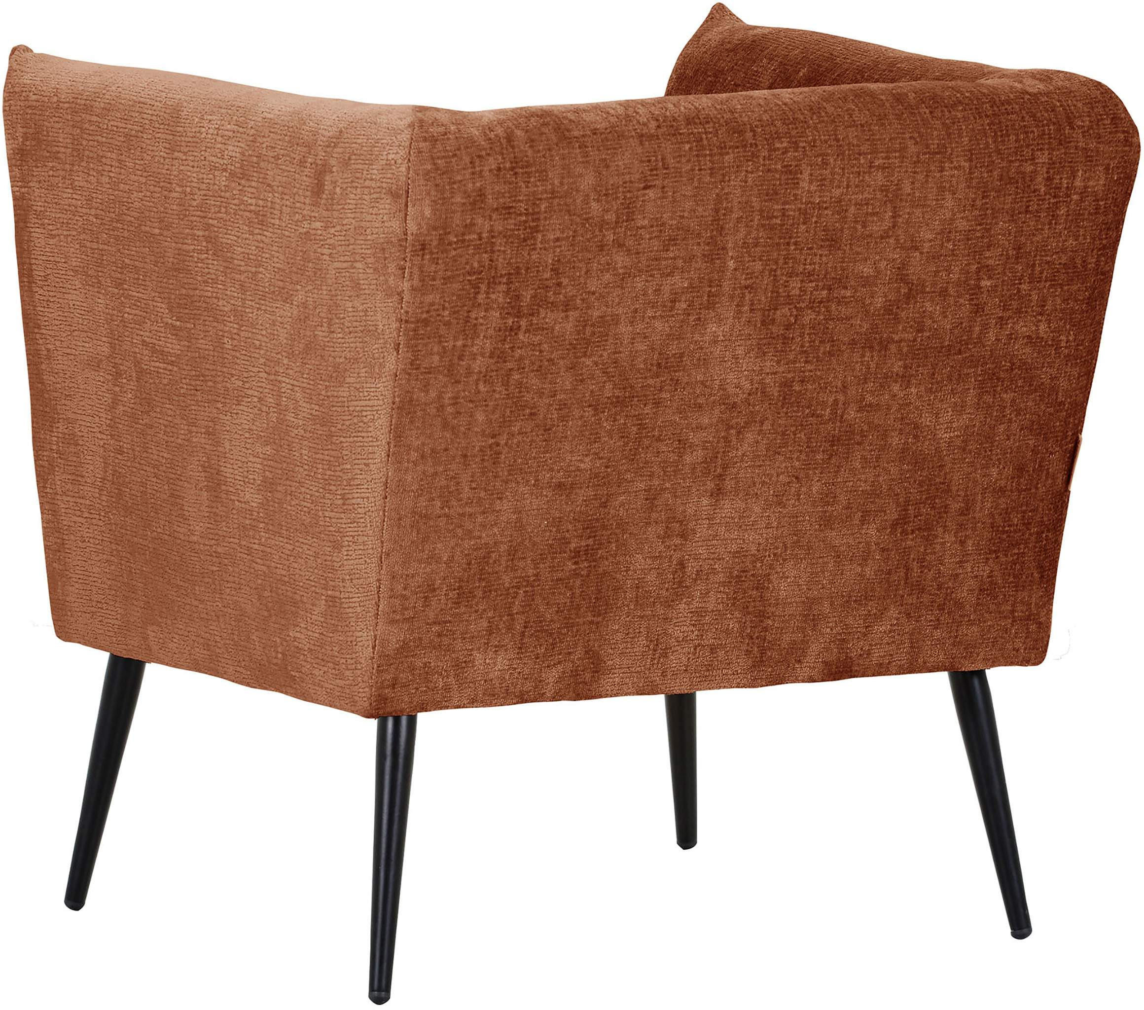 SESSEL in Chenille Braun  - Schwarz/Braun, Design, Textil/Metall (76/73/76cm) - Landscape