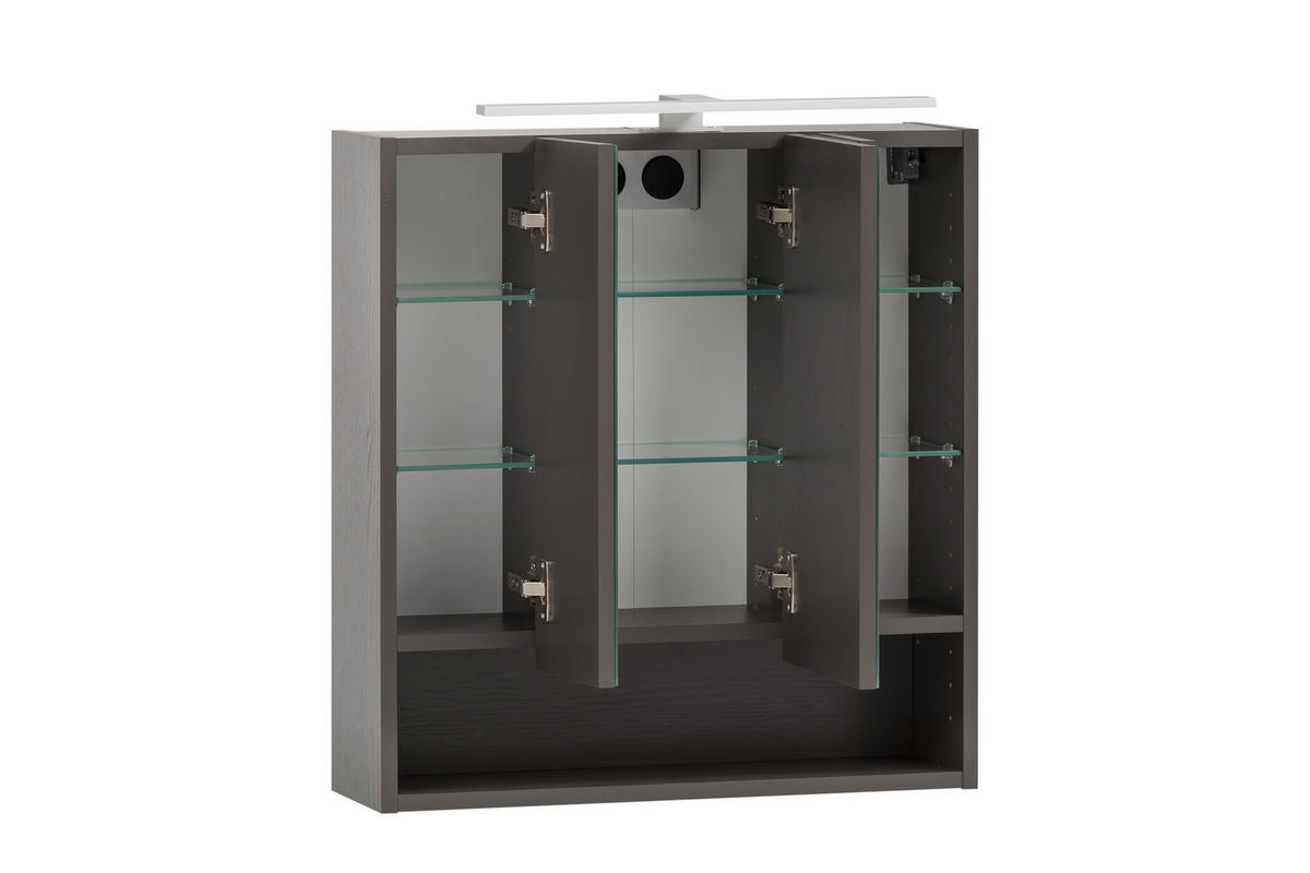 SPIEGELSCHRANK 60/64/20 cm  - Alufarben/Graphitfarben, Natur, Glas/Holzwerkstoff (60/64/20cm) - Xora