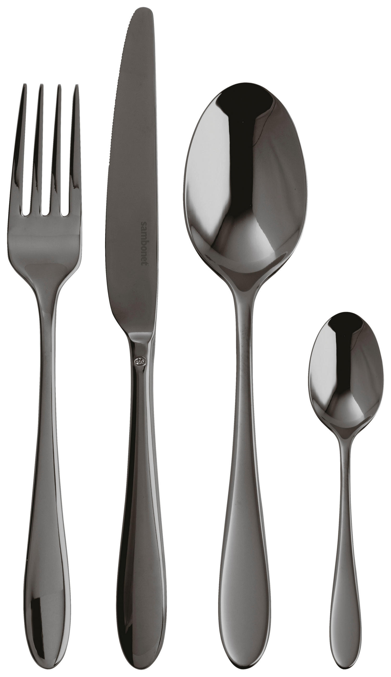 BESTECKSET 24-teilig Edelstahl  - Schwarz, Basics, Metall (32,8/30,5/5cm) - Sambonet