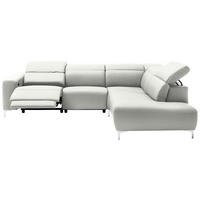 ECKSOFA in Echtleder Weiss  - Chromfarben/Weiss, Design, Leder/Metall (290/223cm) - Pure Home Lifestyle