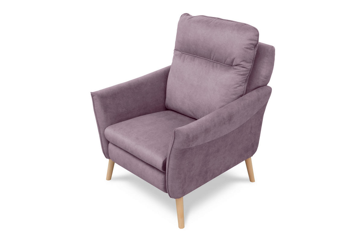 SESSEL in Mikrofaser Rosa  - Buchefarben/Rosa, Design, Holz/Textil (88/110/92cm) - Livetastic
