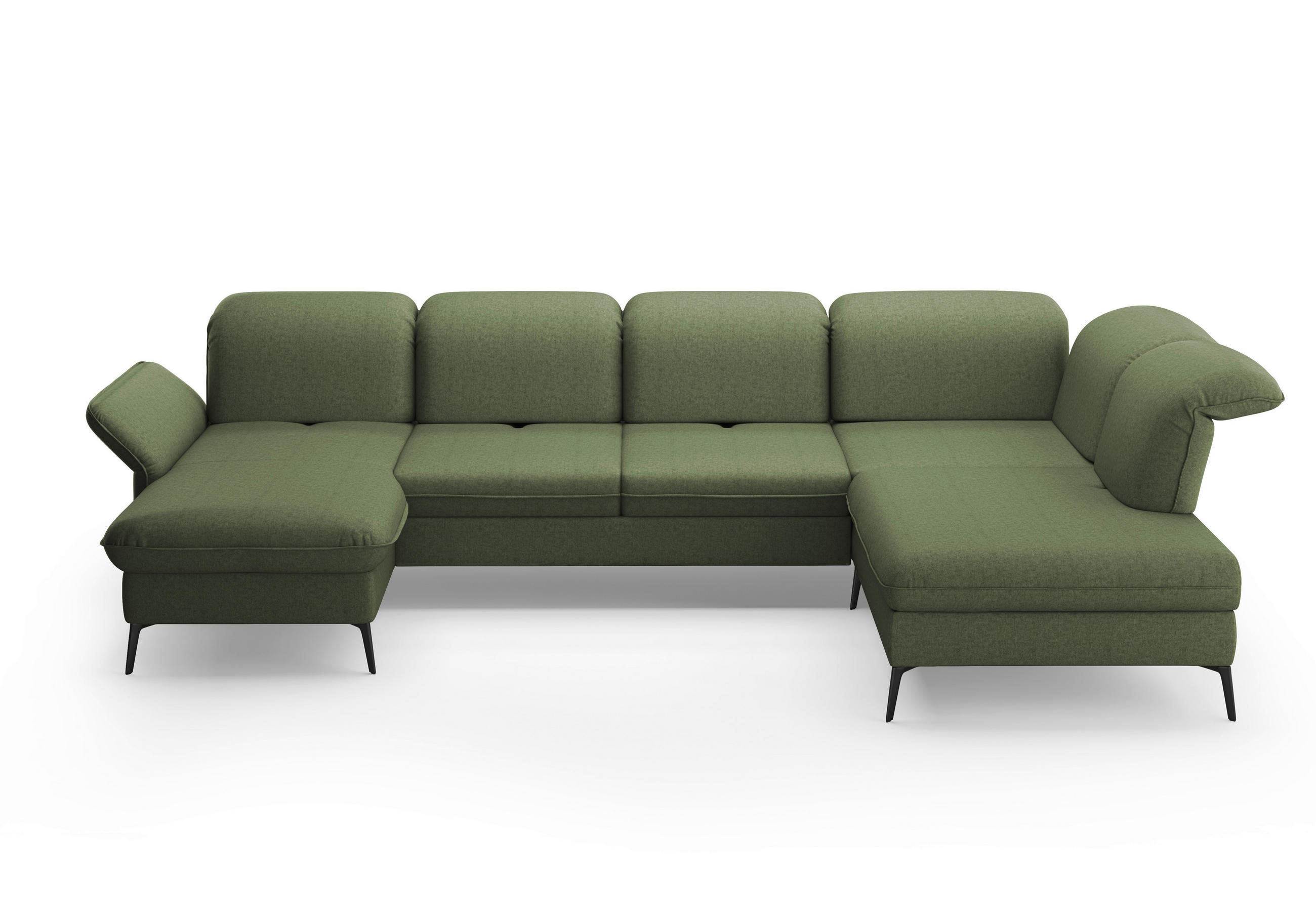 WOHNLANDSCHAFT in Flachgewebe Olivgrün  - Schwarz/Olivgrün, KONVENTIONELL, Textil/Metall (198/359/231cm) - Sit & More
