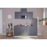 KÜCHENBLOCK 180 cm   Grau  - Weiss/Nussbaumfarben, Basics, Holzwerkstoff/Kunststoff (180cm) - Respekta