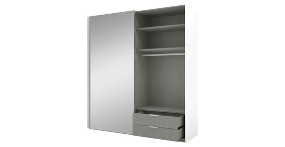 SCHWEBETÜRENSCHRANK 200/223/69 cm 2-türig Weiß - Alufarben/Weiß, KONVENTIONELL, Glas/Holzwerkstoff (200/223/69cm) - Novel
