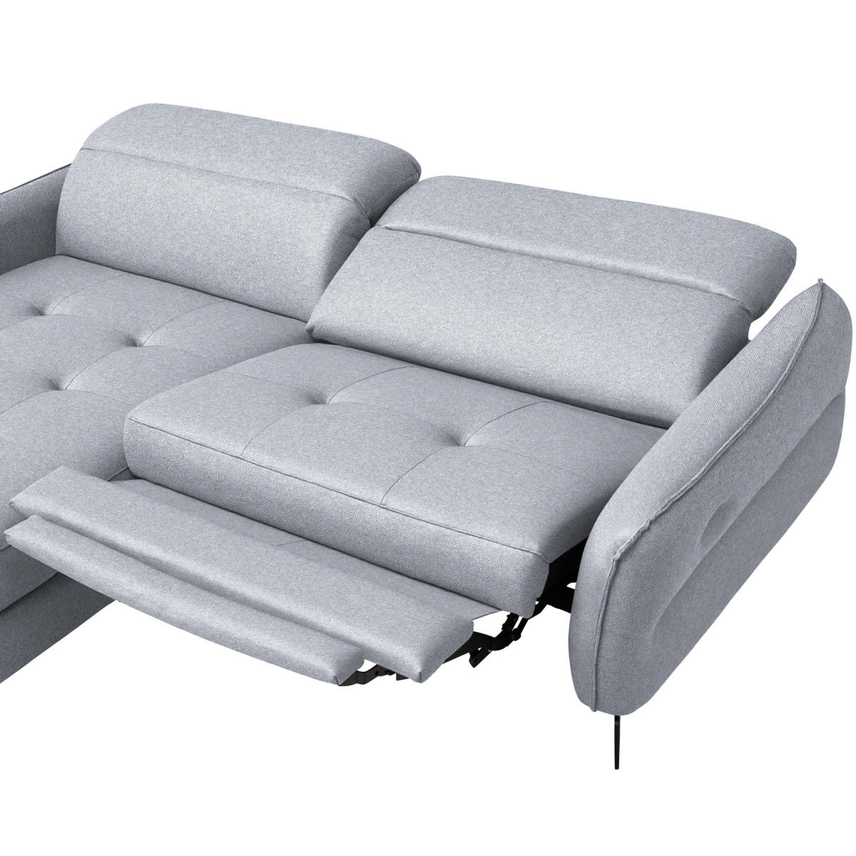 ECKSOFA MANTA in Flachgewebe Hellgrau  175/246 cm  - Hellgrau/Schwarz, Design, Textil/Metall (175/246cm) - Celina