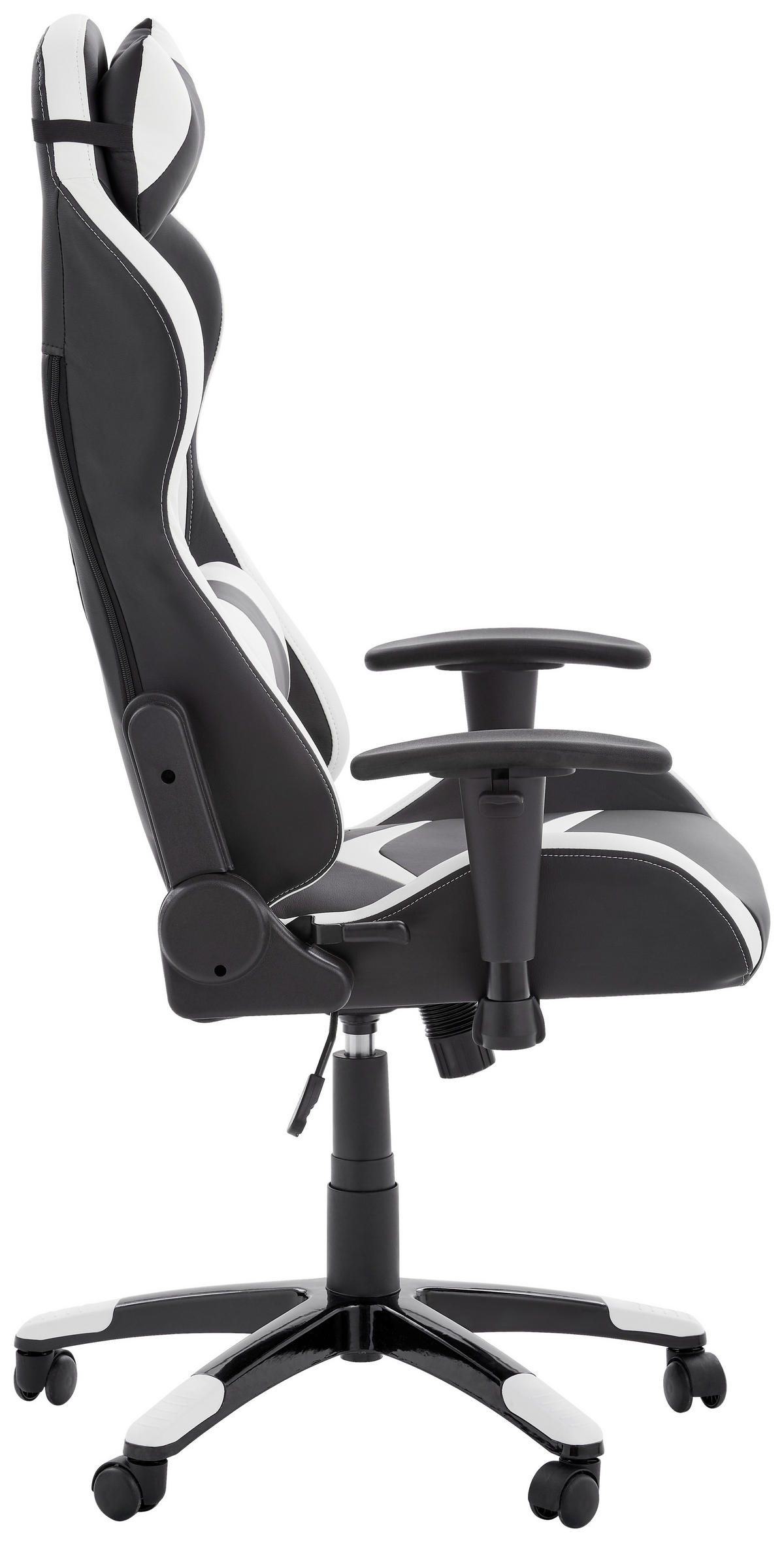 GAMINGSTUHL Schwarz, Weiß Metall, Kunststoff, Textil   - Schwarz/Weiß, Design, Kunststoff/Textil (68/124-134/59cm) - Hom`in