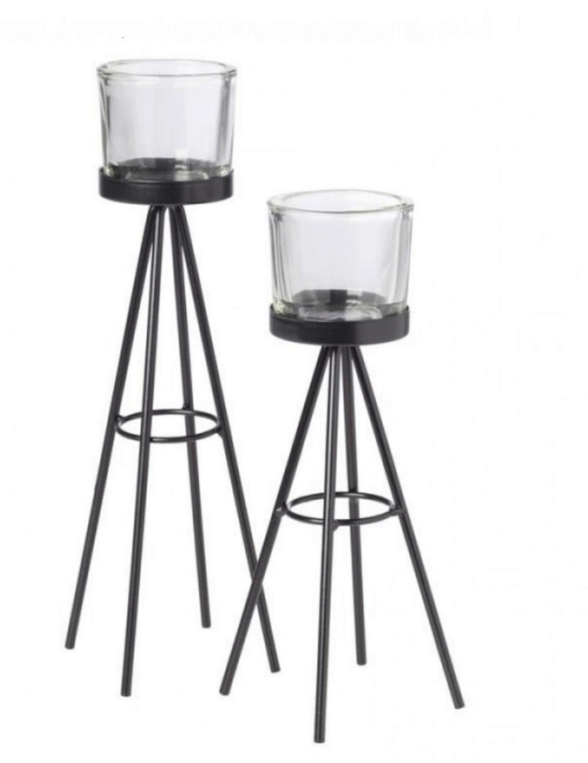 SET DRŽAČA ZA ČAJNE SVEĆICE  metal  - crna, Osnovno, metal (28/8/8cm)