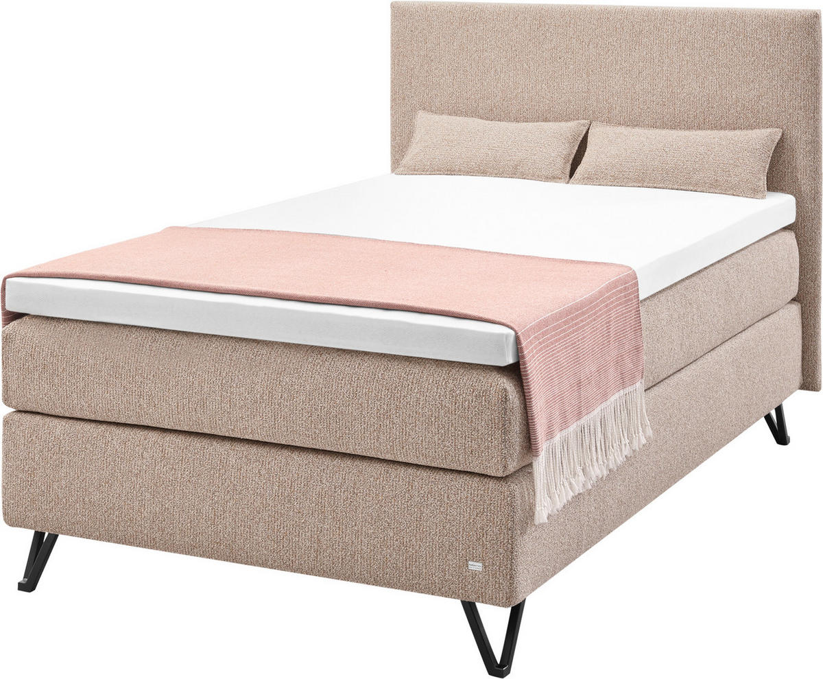 BOXSPRINGBETT 120/200 cm,  in Beige, H3 = fest  - Beige/Schwarz, Design, Textil/Metall (120/200cm) - RUF Betten