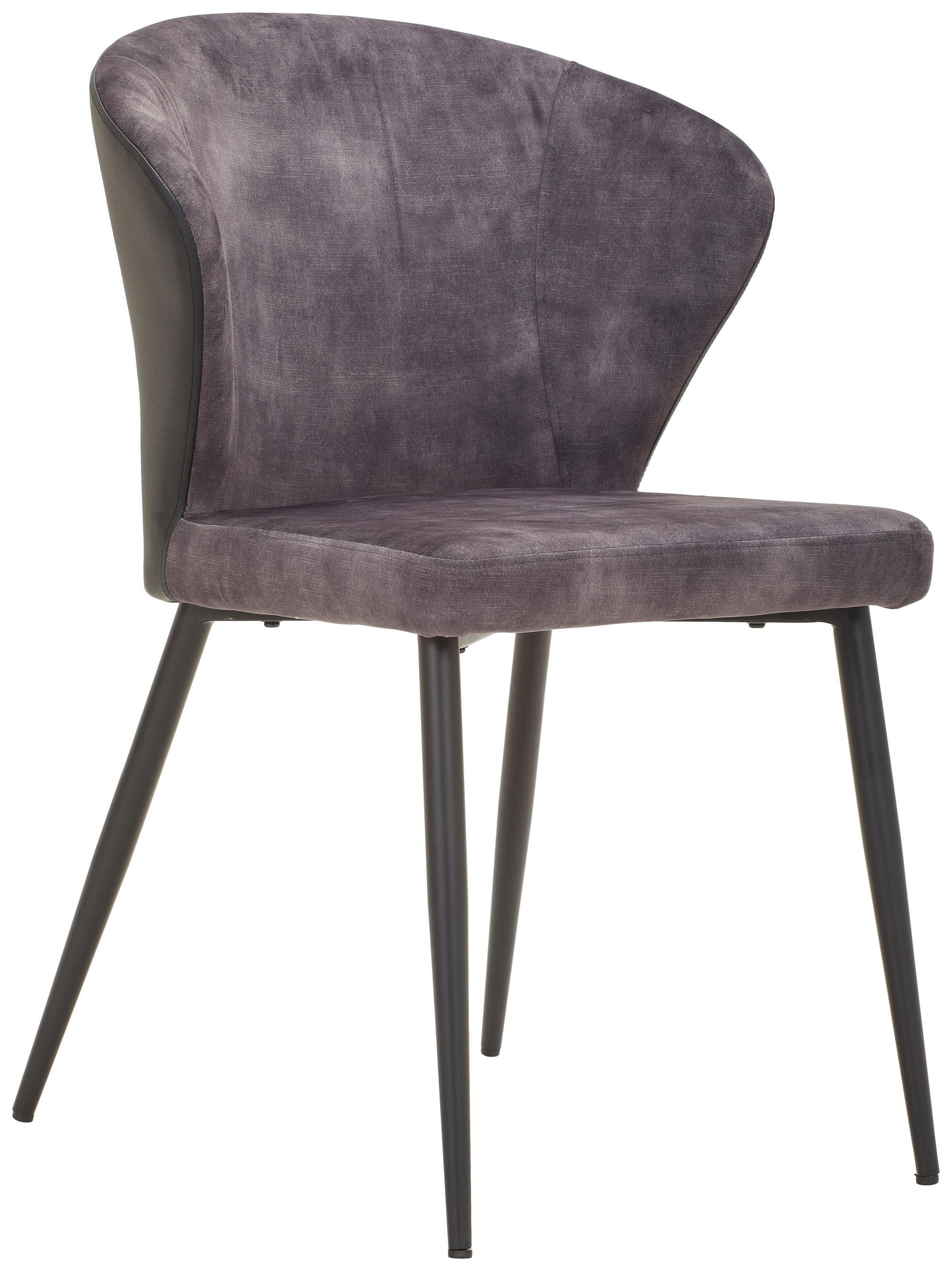 STUHL  in Eisen Lederlook, Samt Metall, Textil  - Dunkelgrau/Schwarz, MODERN, Textil/Metall (57/79/53cm) - Livetastic