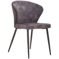 STUHL  in Eisen Lederlook, Samt Metall, Textil  - Dunkelgrau/Schwarz, MODERN, Textil/Metall (57/79/53cm) - Livetastic