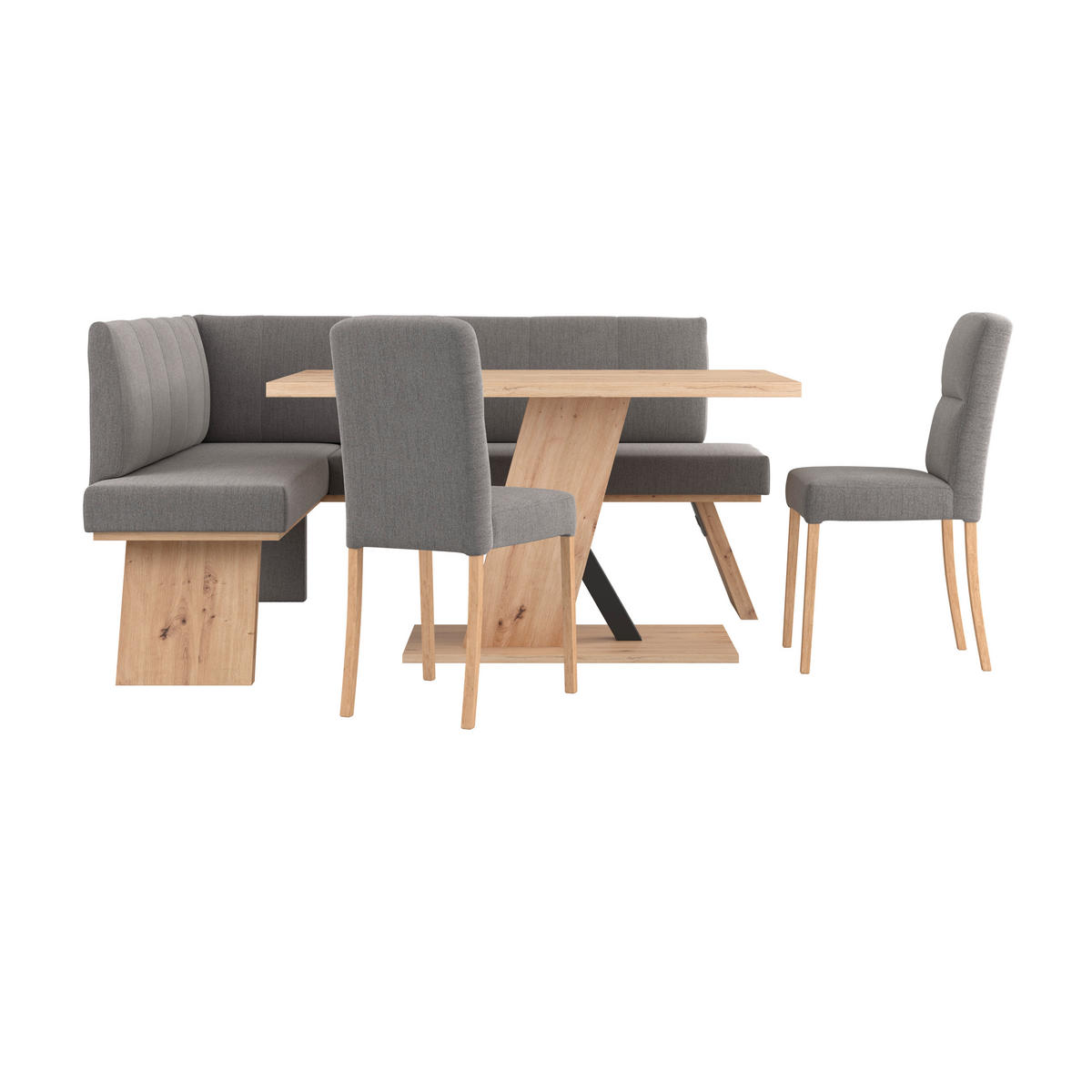 ECKBANK 150/185 cm Webstoff Grau   - Eichefarben/Grau, KONVENTIONELL, Textil (150/185cm) - Livetastic