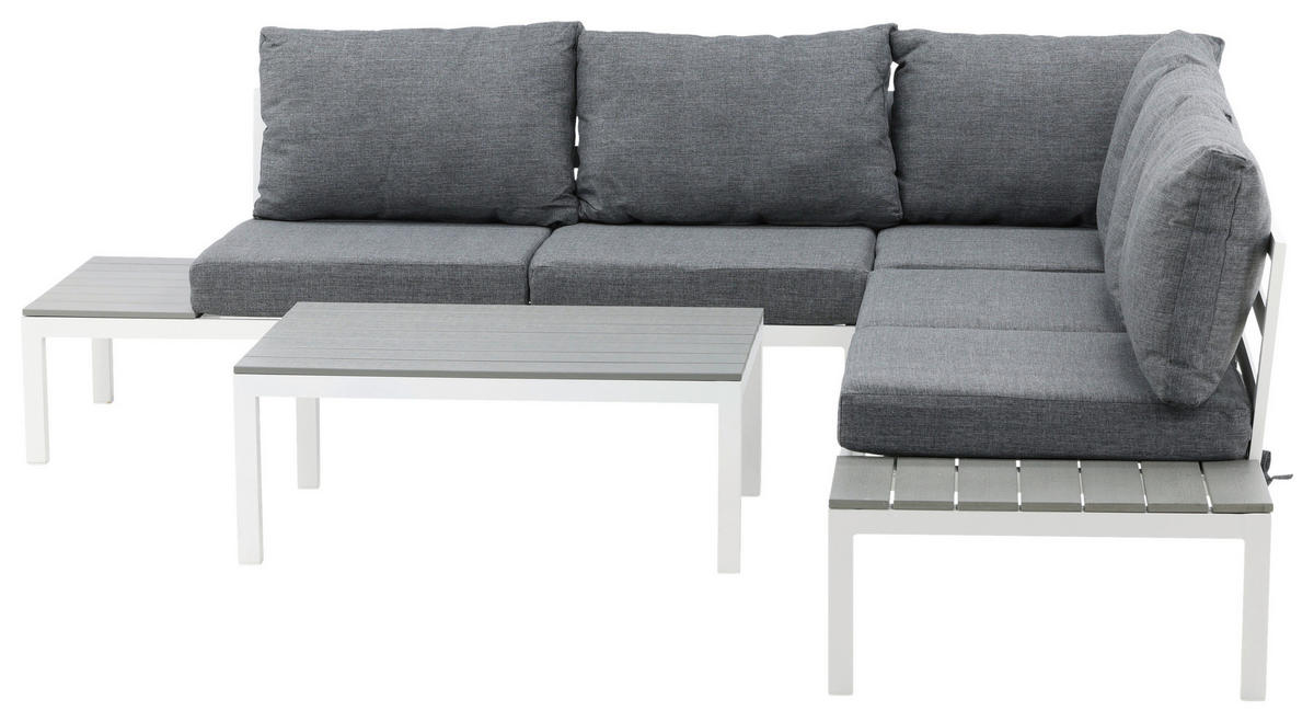 LOUNGEGARNITUR 133/167 cm Aluminium  - Weiß, KONVENTIONELL, Metall (133/167cm) - Gardenson