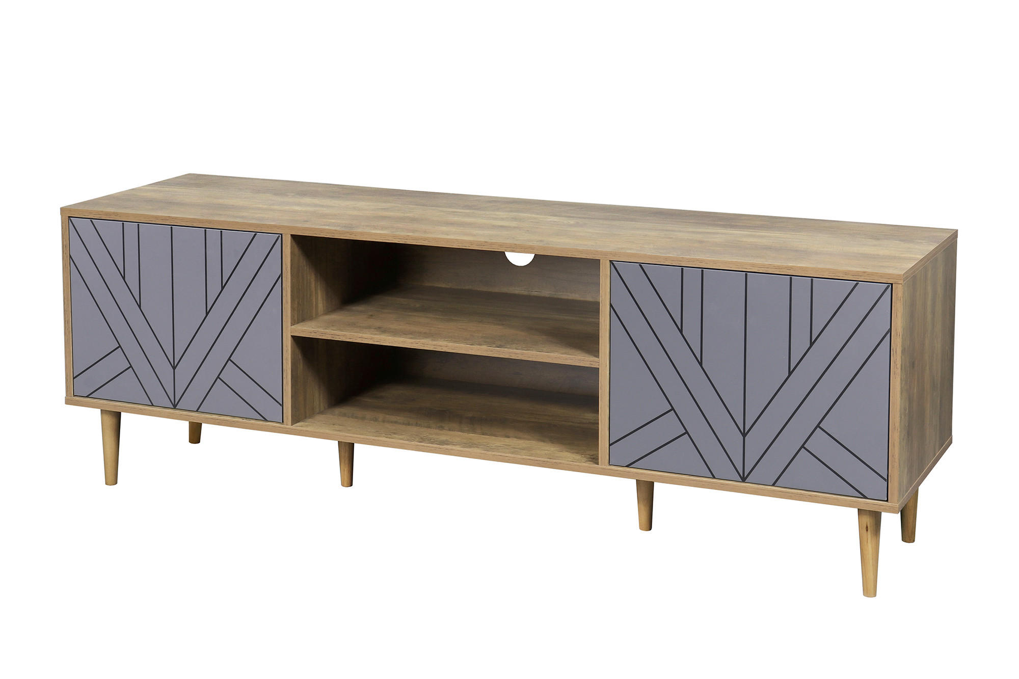 LOWBOARD  in 160/55/40 cm  - Naturfarben/Grau, Design, Holzwerkstoff (160/55/40cm) - Livetastic