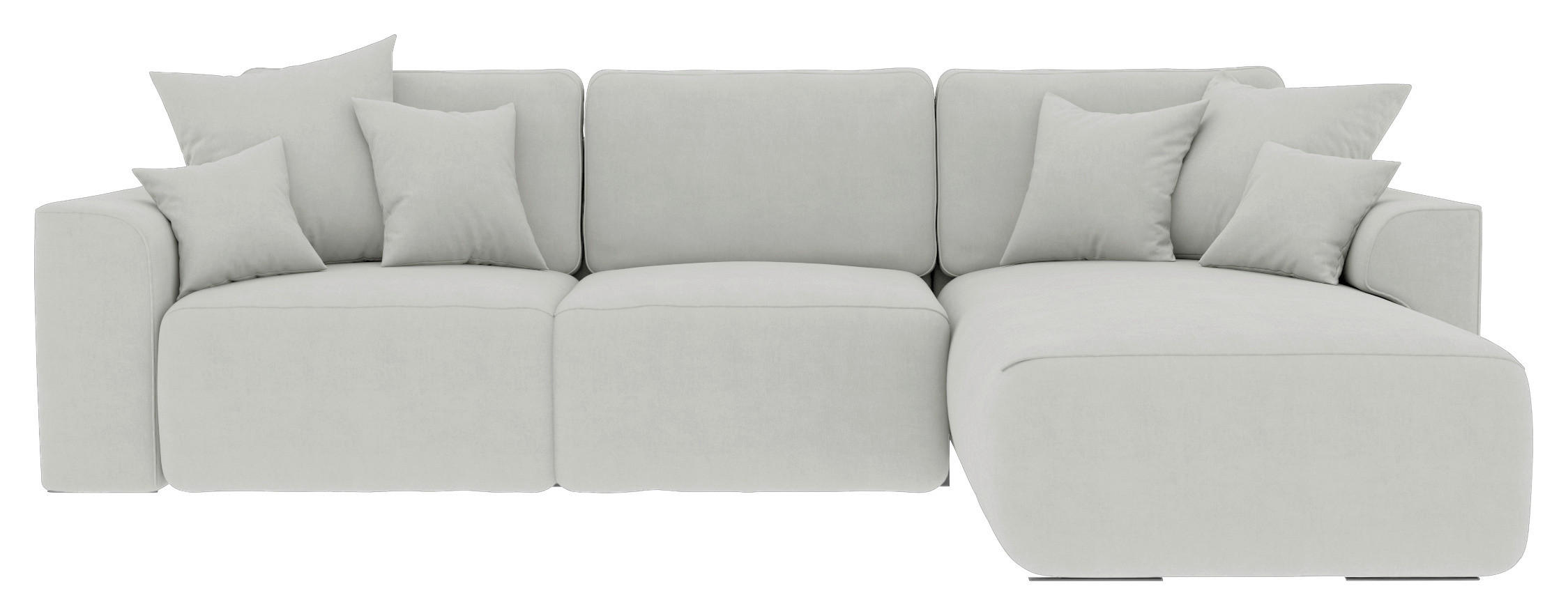 ECKSOFA Hellgrau Velours  - Chromfarben/Hellgrau, KONVENTIONELL, Kunststoff/Textil (293/195cm) - Carryhome