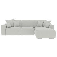 ECKSOFA in Velours Hellgrau  293/195 cm  - Chromfarben/Hellgrau, KONVENTIONELL, Kunststoff/Textil (293/195cm) - Carryhome