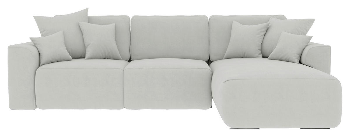 ECKSOFA in Velours Hellgrau  293/195 cm  - Chromfarben/Hellgrau, KONVENTIONELL, Kunststoff/Textil (293/195cm) - Carryhome