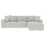 ECKSOFA in Velours Hellgrau  - Chromfarben/Hellgrau, KONVENTIONELL, Kunststoff/Textil (293/195cm) - Carryhome