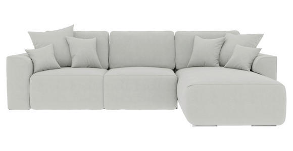 ECKSOFA Hellgrau Velours  - Chromfarben/Hellgrau, KONVENTIONELL, Kunststoff/Textil (293/195cm) - Carryhome