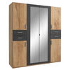 DREHTÜRENSCHRANK Graphitfarben, Eichefarben  - Eichefarben/Silberfarben, Basics, Holzwerkstoff (180/208/58cm) - MID.YOU