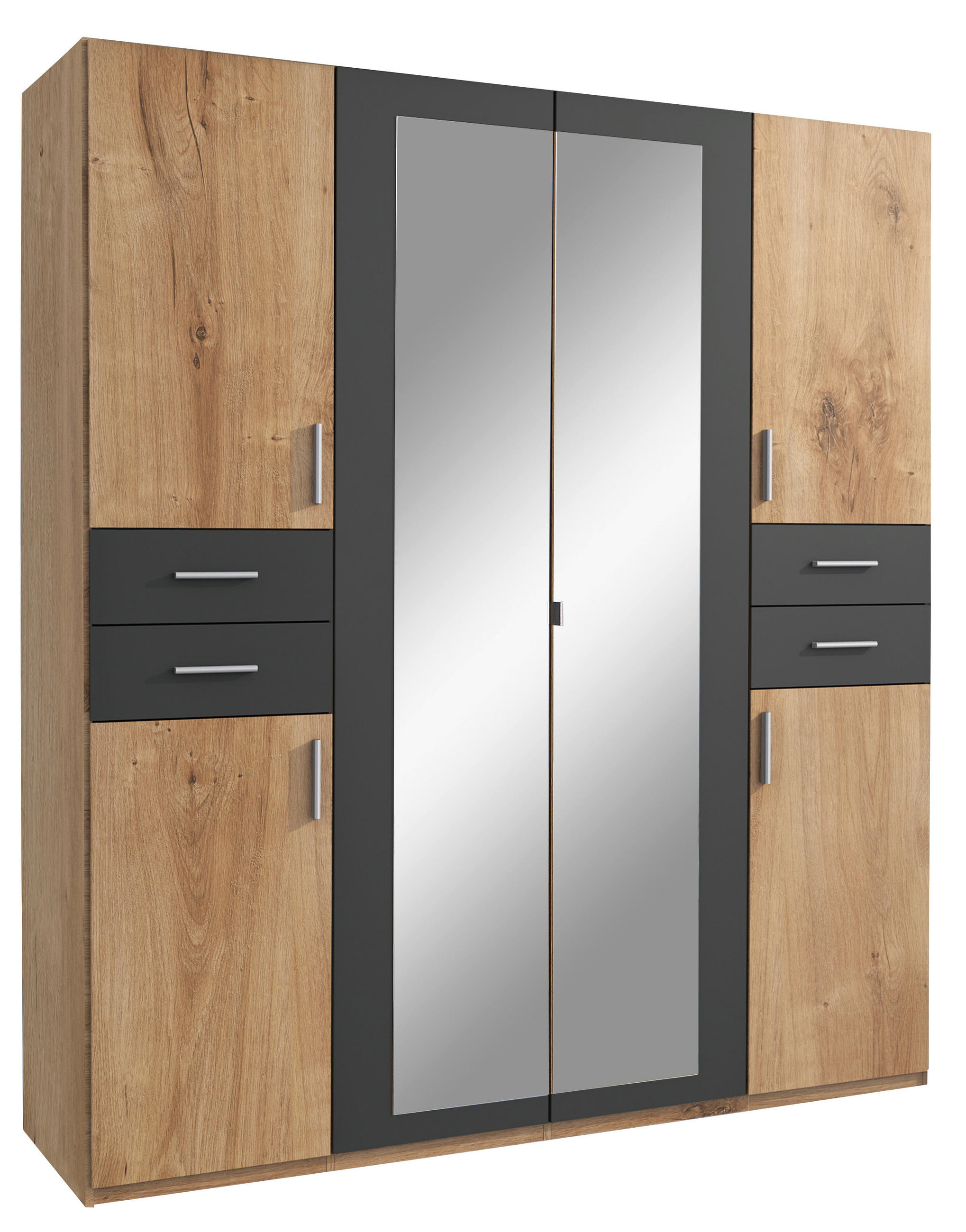 Drehtürenschrank 180cm Vegas, Eiche Dekor/graphit