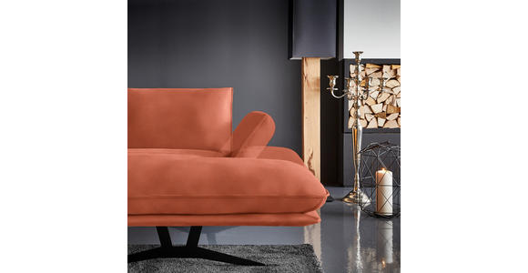 WOHNLANDSCHAFT in Echtleder Orange  - Schwarz/Orange, Natur, Leder/Metall (222/364/159cm) - Dieter Knoll