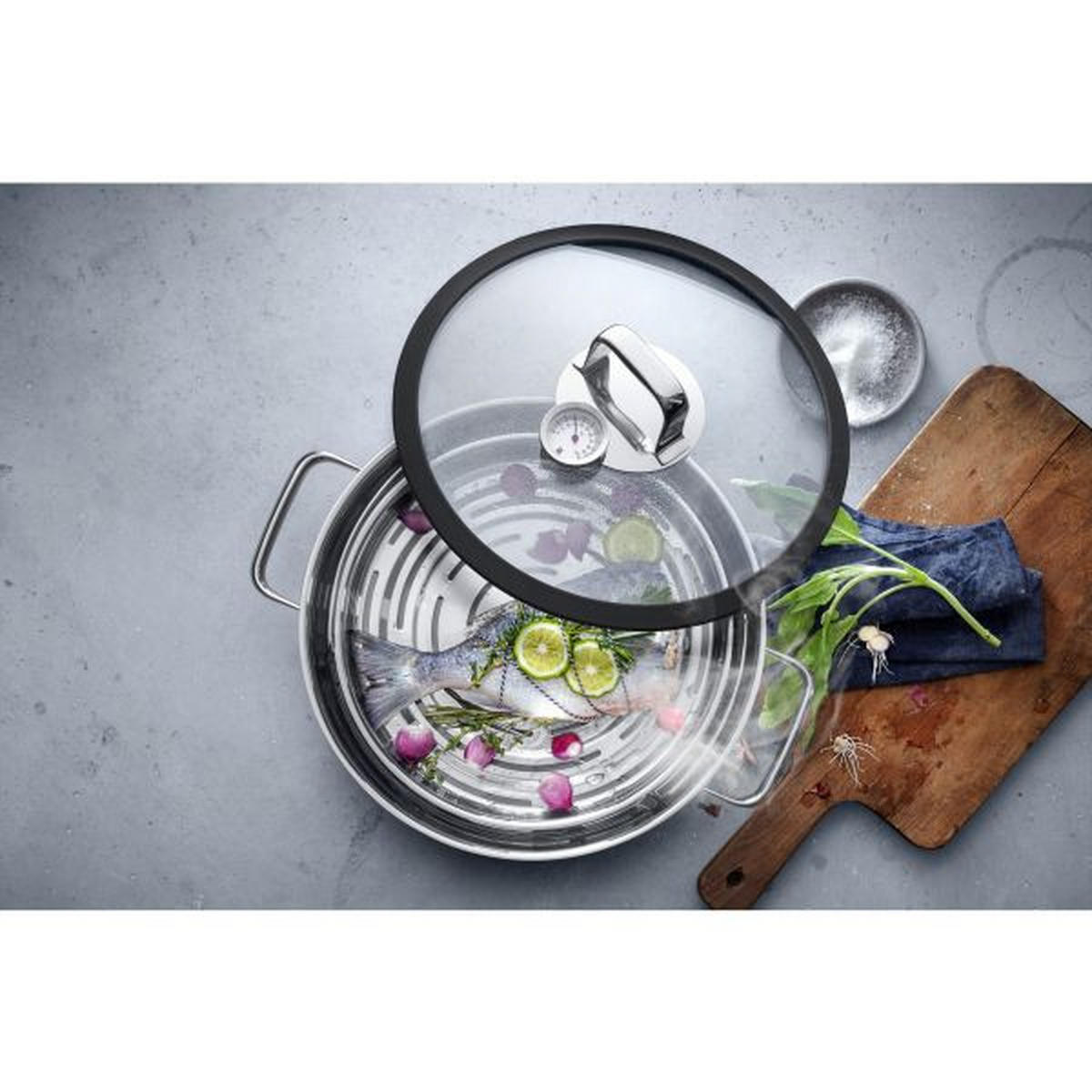 PARNI PEKAČ    - boja nerđajućeg čelika, Osnovno, staklo/metal (28cm) - WMF