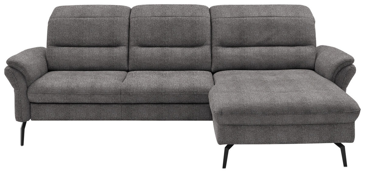 ECKSOFA in Flachgewebe Dunkelbraun  260/181 cm  - Dunkelbraun/Schwarz, KONVENTIONELL, Textil/Metall (260/181cm) - Beldomo Speed