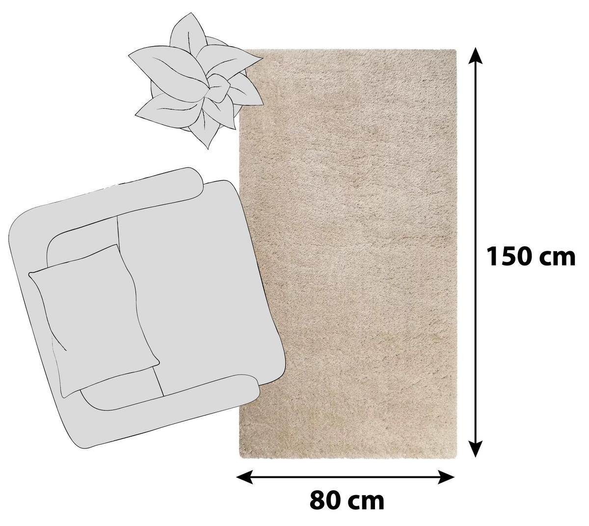HOCHFLORTEPPICH 80/150 cm Toubkal Beige  - Beige, KONVENTIONELL, Textil (80/150cm) - Novel