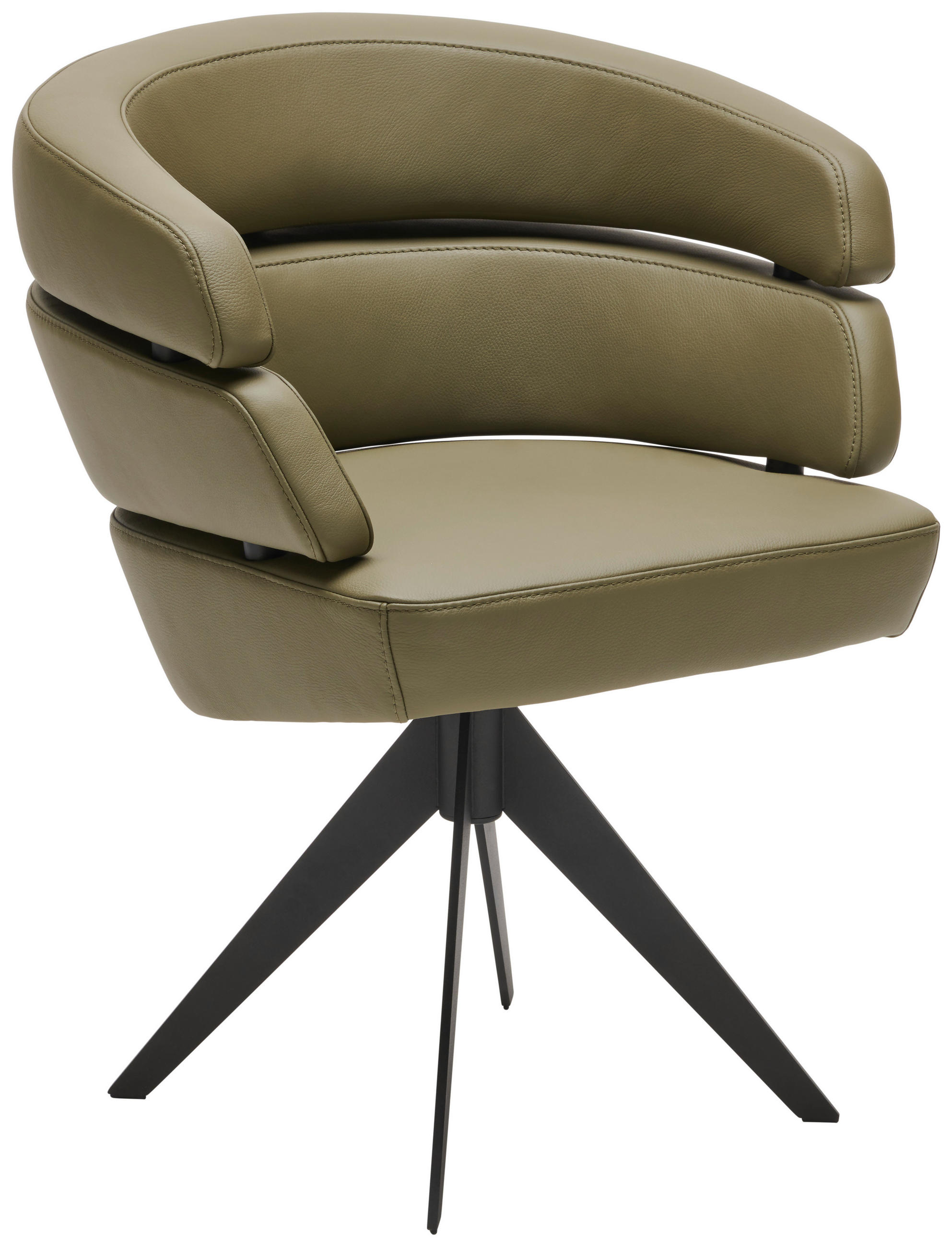 STUHL Echtleder Grün, Schwarz  - Schwarz/Grün, Design, Leder/Metall (64/81/64cm) - Joop!