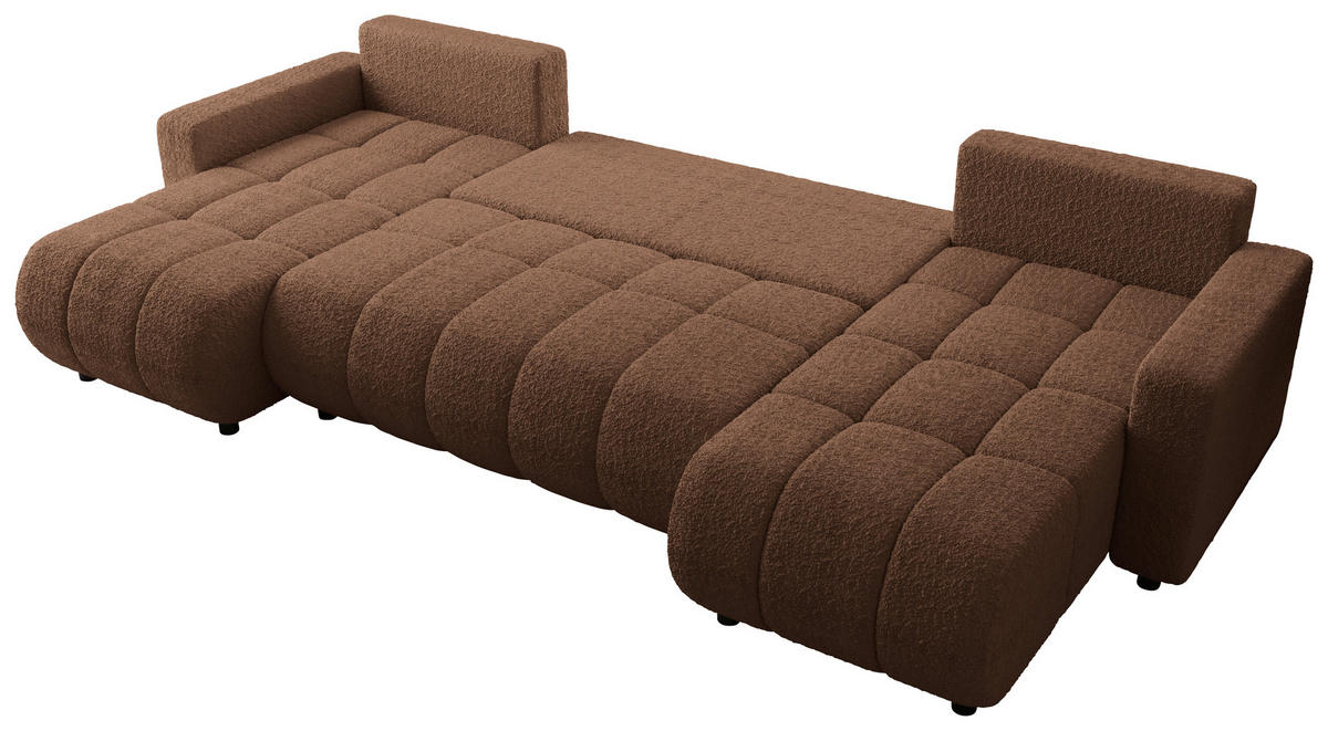 WOHNLANDSCHAFT Rostfarben Bouclé  - Rostfarben/Schwarz, MODERN, Kunststoff/Textil (150/312/150cm) - Carryhome