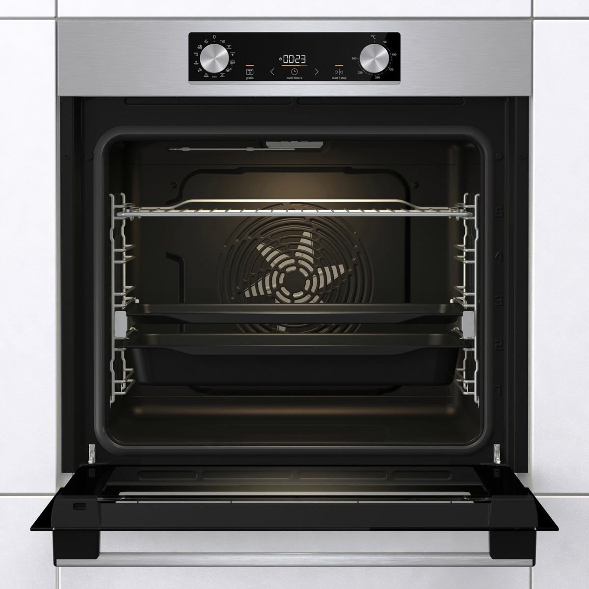 BACKOFENSET Black Pepper SCX  - Edelstahlfarben, Basics, Glas/Metall (59,5/59,5/56,4cm) - Gorenje