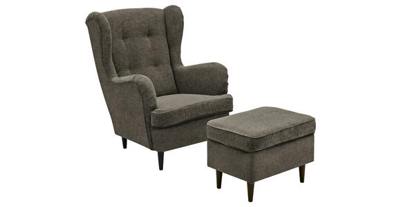 OHRENSESSEL in Webstoff Schwarz, Olivgrün - Schwarz/Olivgrün, Basics, Holz/Textil (78/102/98cm) - Carryhome