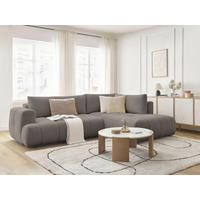 ECKSCHLAFSOFA FUJI Leinenoptik Taupe  inkl.  - Taupe/Schwarz, MODERN, Kunststoff/Textil (282/204cm)