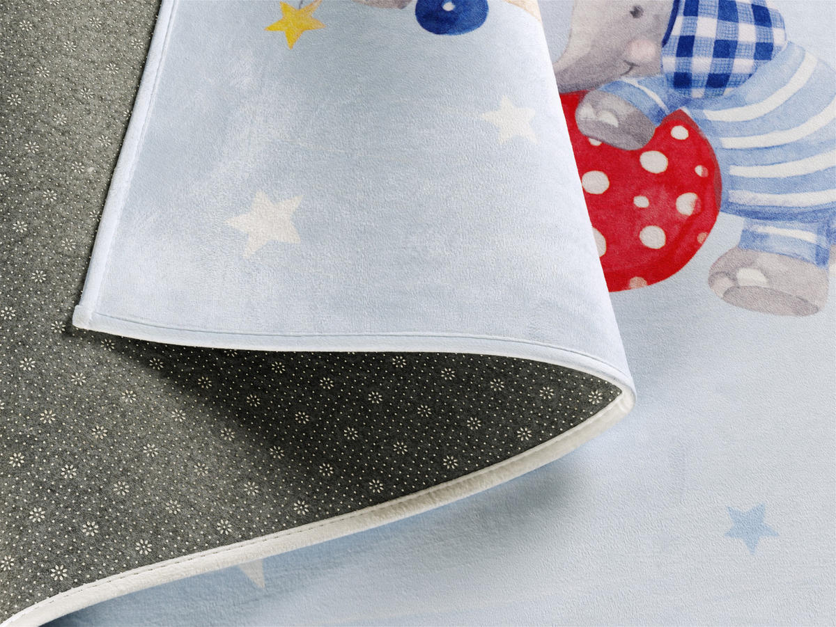 KINDERTEPPICH 100/160 cm Baby Glück  - Blau/Weiß, Trend, Kunststoff/Textil (100/160cm)