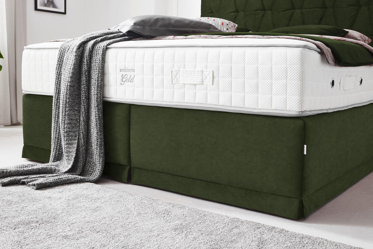 BOXSPRINGBETT 180/200 cm  in Grün  - Grün, KONVENTIONELL, Textil (180/200cm) - Ambiente