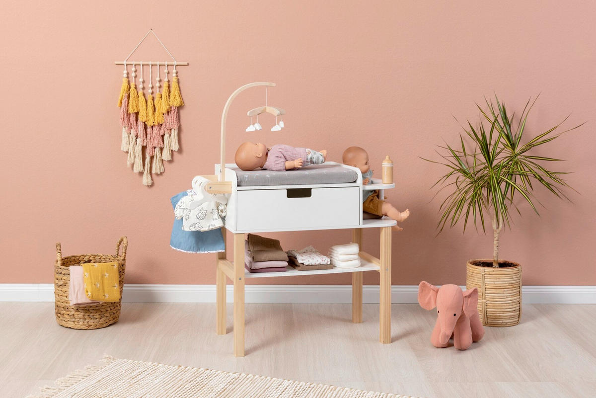 PUPPENWICKELKOMMODE VIOLA  - Naturfarben/Weiß, Basics, Holz/Holzwerkstoff (71/30/90cm) - MUSTERKIND