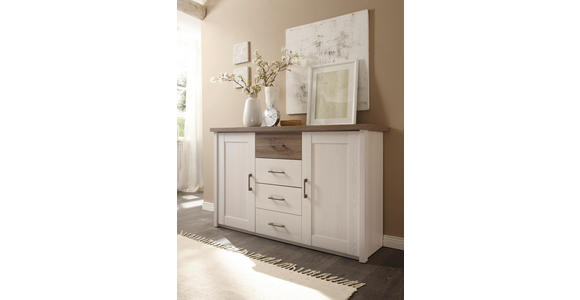 SIDEBOARD 150/90/42 cm in Weiß, Eichefarben - Eichefarben/Weiß, Design, Holzwerkstoff/Metall (150/90/42cm) - Carryhome