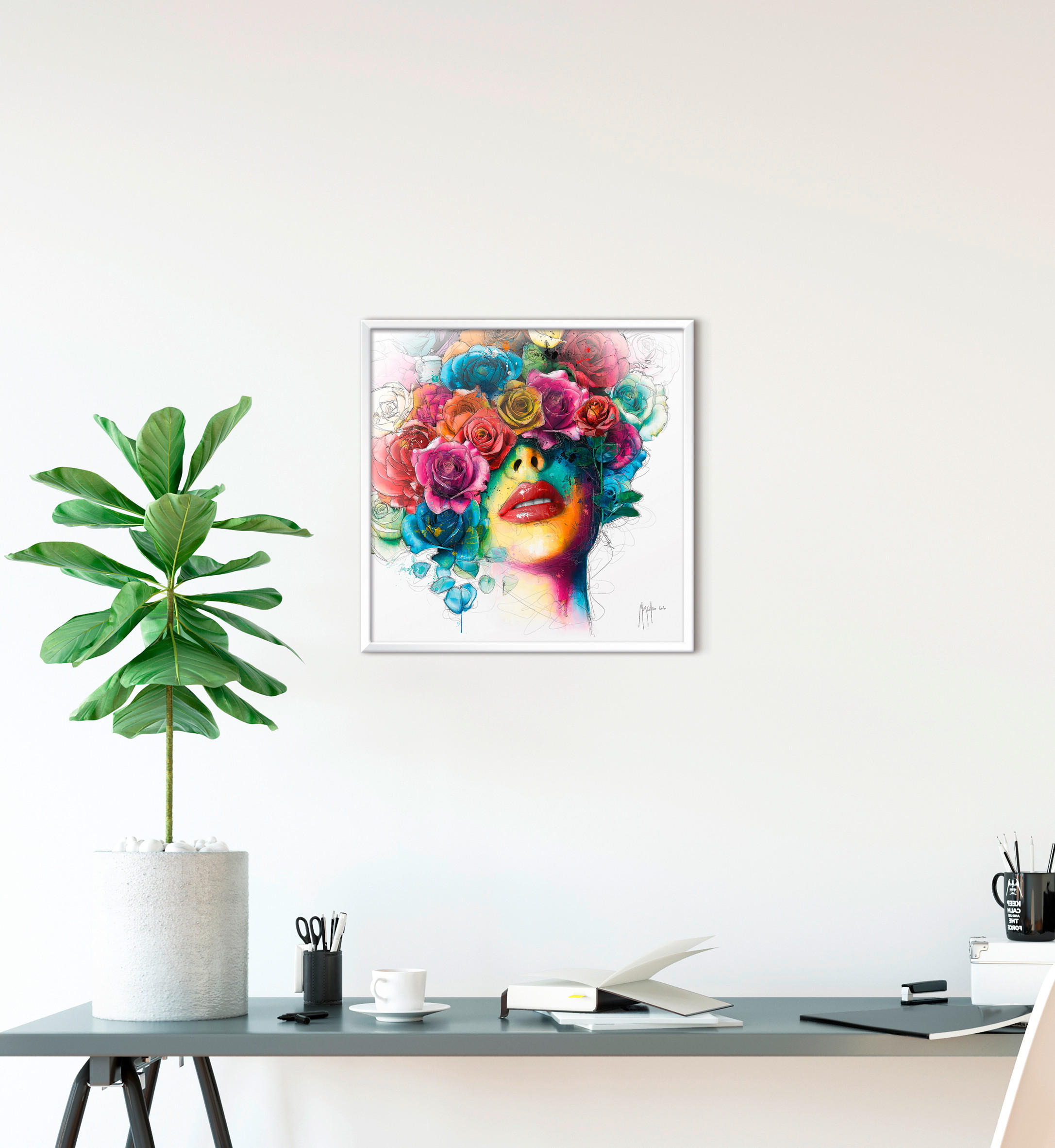 KUNSTDRUCK Blumen, Frauen, Pflanzen 30/30 cm  - Multicolor, Papier (30/30cm) - Monee