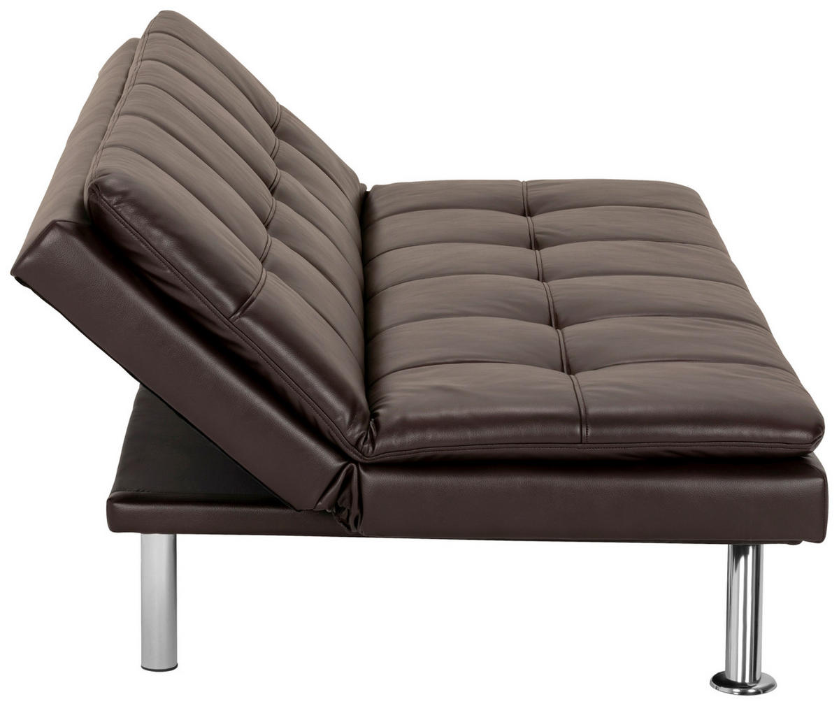 SCHLAFSOFA Lederlook Braun  - Silberfarben/Braun, Basics, Textil/Metall (182/84/92cm) - MID.YOU