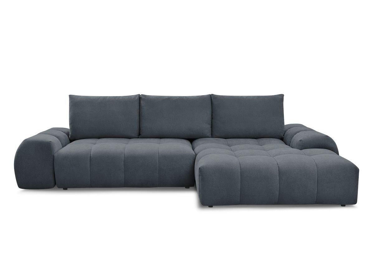ECKSCHLAFSOFA EVEREST  mit Rücken echt, Armteil links, Armteil rechts Struktur Dunkelblau  - Schwarz/Dunkelblau, MODERN, Kunststoff/Textil (318/180cm) - Livetastic
