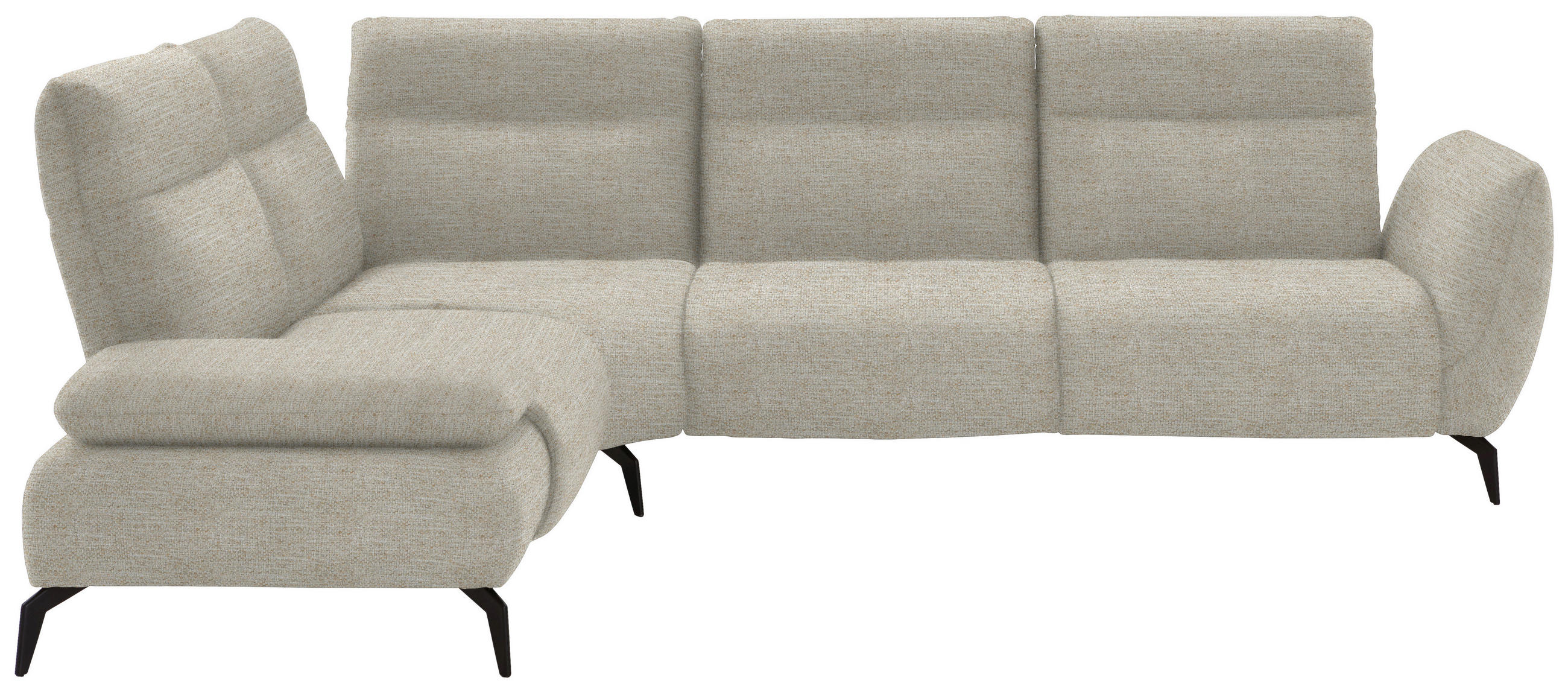 ECKSOFA in Webstoff Beige  - Beige/Schwarz, Design, Textil/Metall (223/290cm) - Moderano