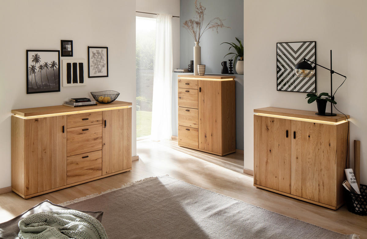 HIGHBOARD  in 100/128/38 cm  - Eichefarben/Anthrazit, Natur, Holz/Holzwerkstoff (100/128/38cm)