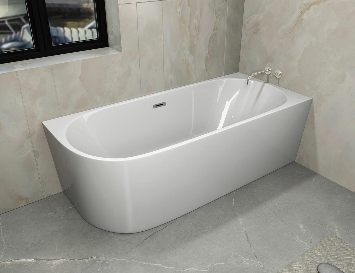 BADEWANNE Wandmontage  170/75/60 cm  - Weiß, KONVENTIONELL, Kunststoff (170/75/60cm) - Sanotechnik