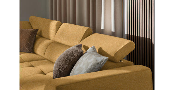 ECKSOFA in Chenille Currygelb 205/284 cm - Currygelb/Schwarz, Design, Kunststoff/Textil (205/284cm) - Xora