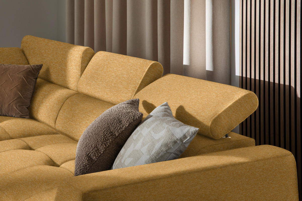 ECKSOFA in Chenille Currygelb  205/284 cm  - Currygelb/Schwarz, Design, Kunststoff/Textil (205/284cm) - Xora
